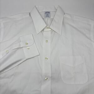 Brooks Brothers 17-2/3 Solid White Long Sleeve Button Up Regent Dress Shirt NWT